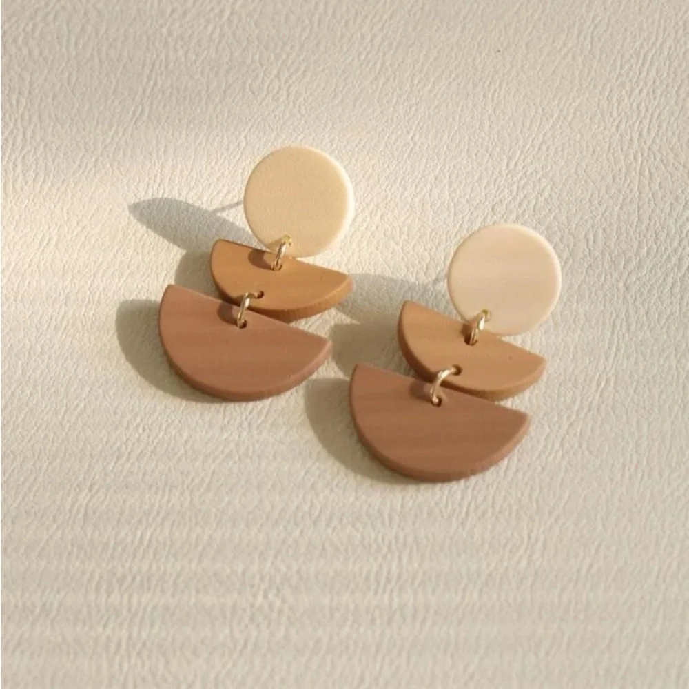 Brown Geometric Drop Earrings